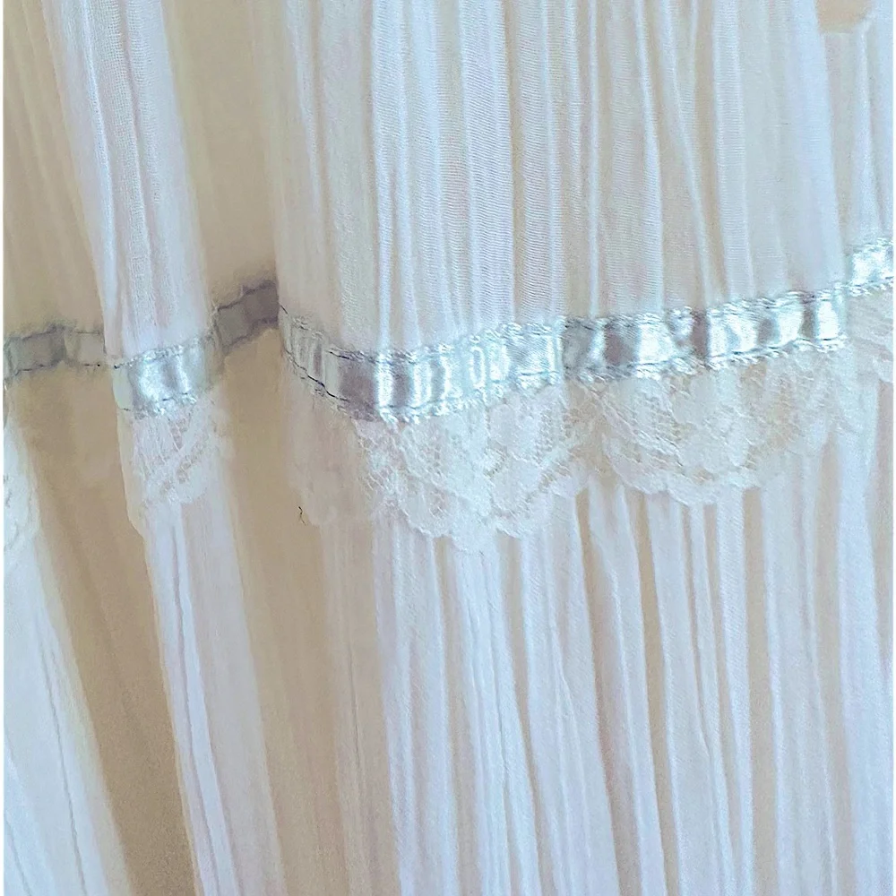 Gunne Sax Corset Prairie Dress. Pristine.Off White Blue Ribbon Lace Full skirt - Picture 9 of 9